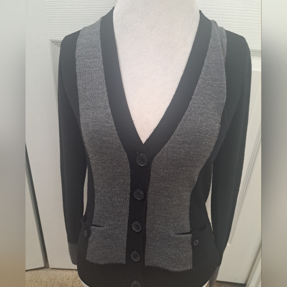 Halogen Women's Two Tone Wool Button Down Cardigan   Size XS
